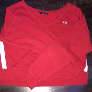 Cropped Red and white abercrombie sweater